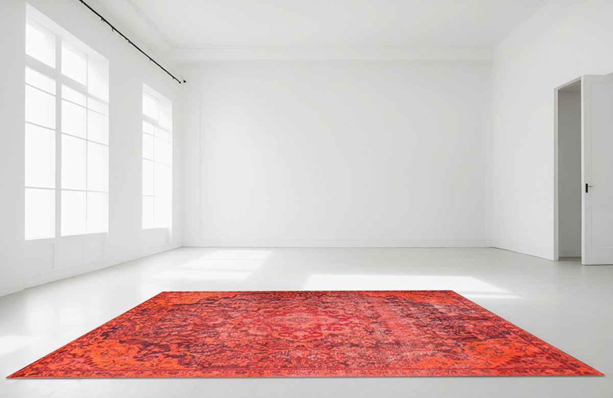 Orange Persian vintage carpet 